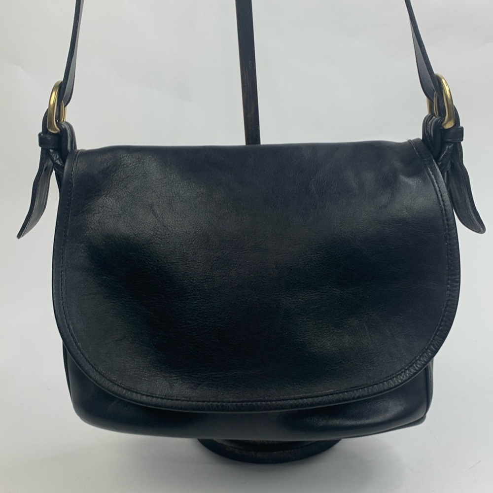 Vintage Coach Classic Fletcher Legacy Shoulder Bag Black leather Flap #D8Z-4150